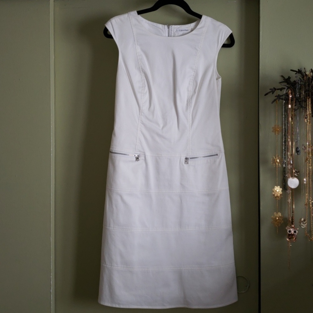 Calvin Klein white Sleeve zipper dress